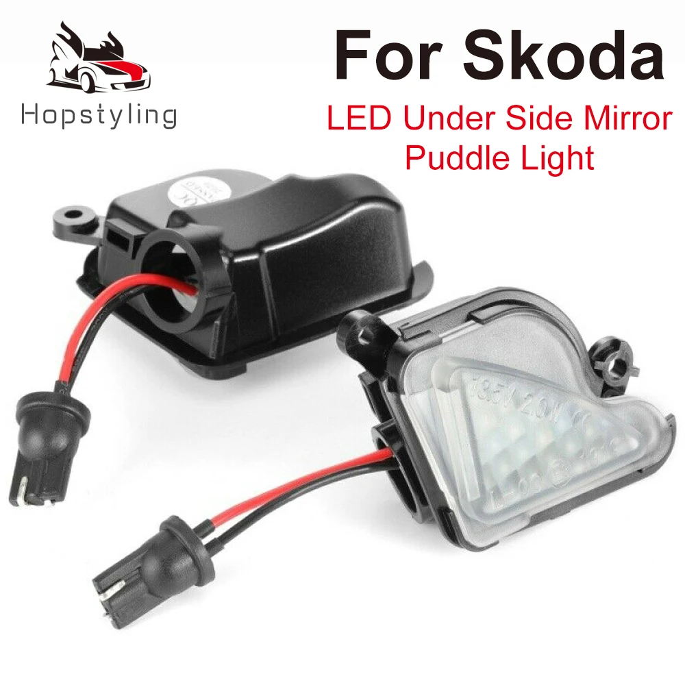 

2Pcs LED Side Mirror Puddle Lights CANBUS No Error White for Skoda Superb MK2 Octavia MK2 MK3 1Z 5E Under Mirror Lamp Car Light