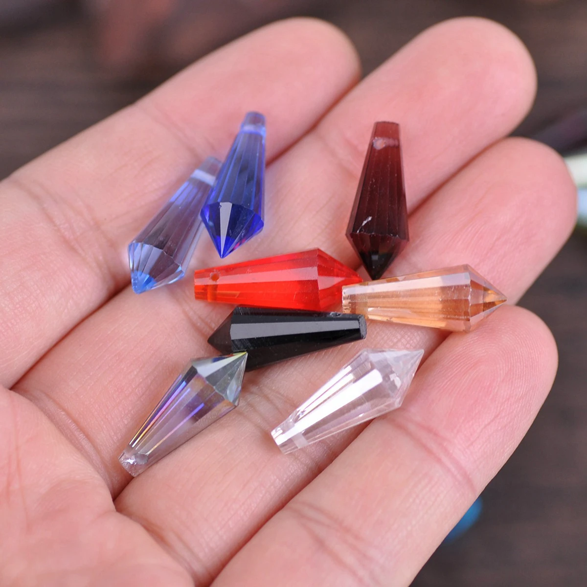 8x20mm Teardrop Bicone Prism Faceted Crystal Glass Loose Crafts Pendants Beads Lot For DIY Jewelry Making Findings |