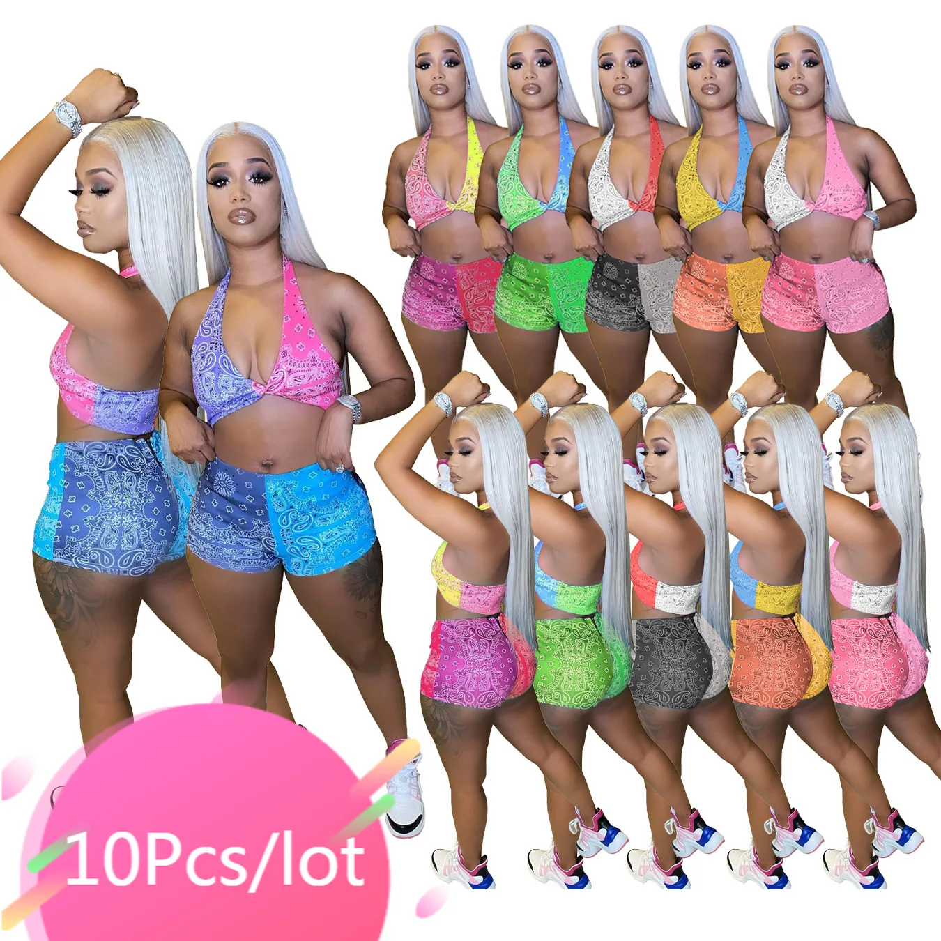 Bulk Wholesale Items Lots Summer Shorts Sets for Women Halter Bandana Print Crop Tops and Shorts Set Sexy Party Club Outfits
Bulk Wholesale Items Lots Summer Shorts Sets for Women Halter Bandana Print Crop Tops and Shorts Set Sexy Party Club Outfits
