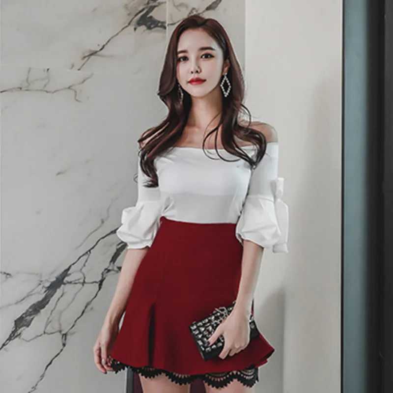 High Quality New Women's 2 Piece Set Grace Sexy One Word Collar Off Shoulder Top+Leisure Party Nightclub Mini Short Skirt Suit
High Quality New Women's 2 Piece Set Grace Sexy One Word Collar Off Shoulder Top+Leisure Party Nightclub Mini Short Skirt Suit