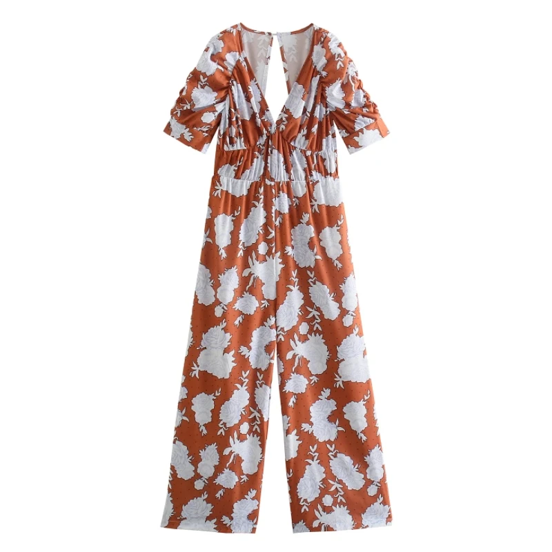 Hot Sale Women Floral Print Deep V Neck Short Sleeve Siamese Pants Casual Female Loose Jumpsuits P2535
Hot Sale Women Floral Print Deep V Neck Short Sleeve Siamese Pants Casual Female Loose Jumpsuits P2535