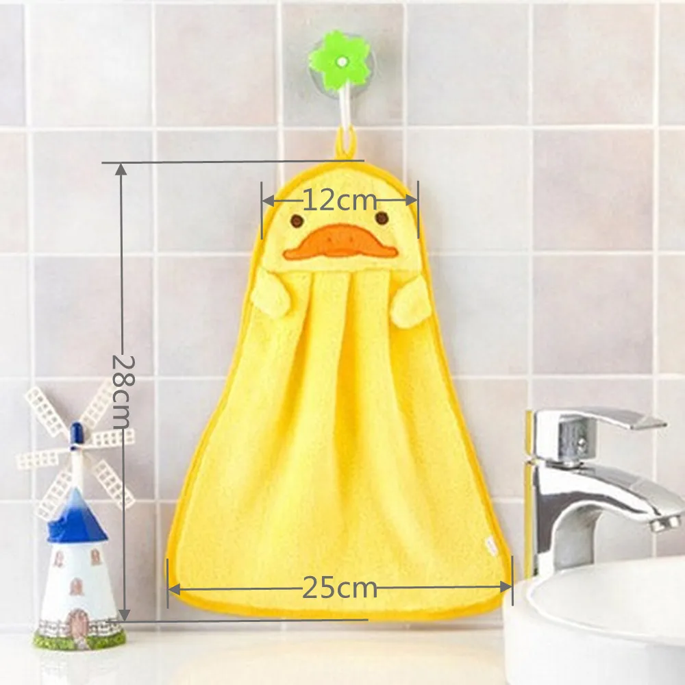 Baby Soft Plush Bath Towel Baby Nursery Hand Towel Cartoon Animal Wipe Hanging Bathing Towel For Children Bathroom