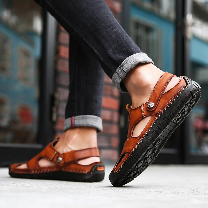 Classic Summer Mens Genuine Leather Sandals Breathable Cool Casual Flat Beach Slippers Big Size Fashion Daily Sandals for Male
Classic Summer Mens Genuine Leather Sandals Breathable Cool Casual Flat Beach Slippers Big Size Fashion Daily Sandals for Male