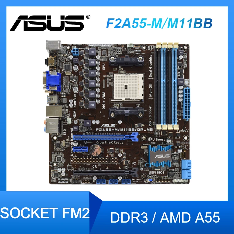 ASUS F2A55-M/M11BB/DP_MB Motherboards Socket FM2 DDR3 64GB ram USB 3.1SATA 3 uATX AMD A55 Motherboard For Core i7i5i3 cpus
ASUS F2A55-M/M11BB/DP_MB Motherboards Socket FM2 DDR3 64GB ram USB 3.1SATA 3 uATX AMD A55 Motherboard For Core i7i5i3 cpus