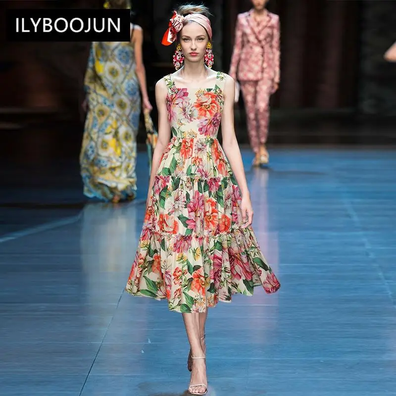 Designer Summer New Fashion Spaghetti Strap Dress Women's Sleeveless Elegant Floral print Vacation Midi Dress
Designer Summer New Fashion Spaghetti Strap Dress Women's Sleeveless Elegant Floral print Vacation Midi Dress