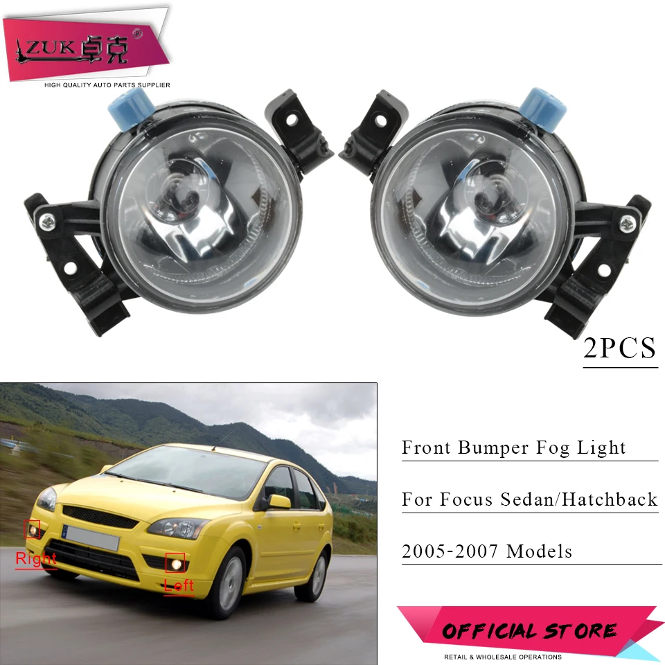 

ZUK 2PCS Front Bumper Foglight Fog Light Fog Lamp Driving Lights H8 55W 12V For Ford Focus MK2 2005 2006 2007 Sedan Hatchback