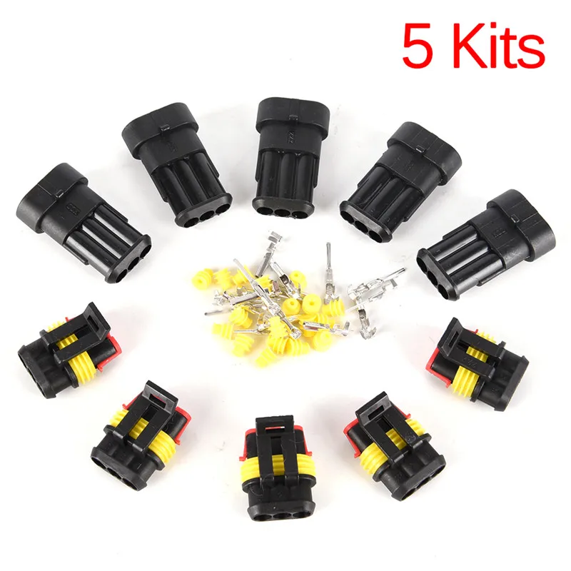 5Set Waterproof Car Part 3 Pin Way Sealed Electrical Wire Auto Connector Plug Set Car Motorcycle for HID LED Light fog lamp
5Set Waterproof Car Part 3 Pin Way Sealed Electrical Wire Auto Connector Plug Set Car Motorcycle for HID LED Light fog lamp