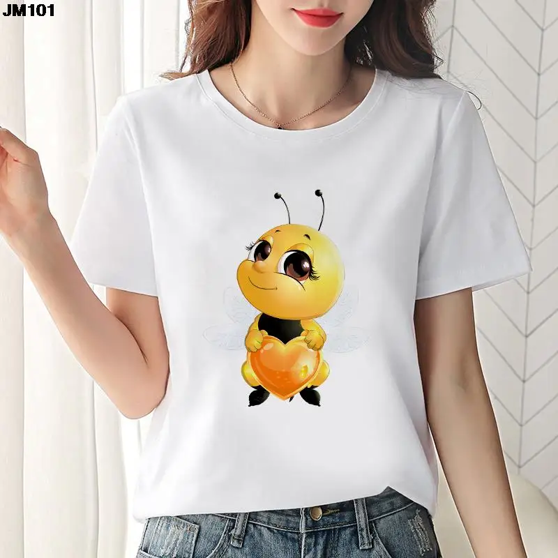 Female Clothing Tops Tees Kawaii Funny Little Bee Print Ladies T-shirt Summer Harajuku Women T Shirt Fashion Short Sleeve Tshirt 
Female Clothing Tops Tees Kawaii Funny Little Bee Print Ladies T-shirt Summer Harajuku Women T Shirt Fashion Short Sleeve Tshirt