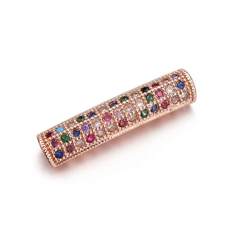 Pipitree Copper Micro Paved Multi Cubic Zirconia Stone Tube Beads DIY Macrame Bracelet Charms Jewelry Making Accessories | Украшения и