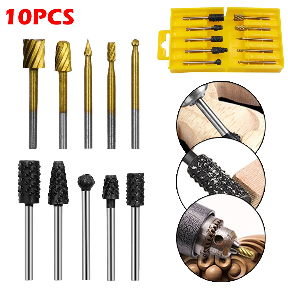 10 Pcs HSS Rotary Burrs Bit Set With 3.1 Mm Shank For Woodworking Drilling Metal Carving Engraving Polishing Tools Dropshipping
10 Pcs HSS Rotary Burrs Bit Set With 3.1 Mm Shank For Woodworking Drilling Metal Carving Engraving Polishing Tools Dropshipping