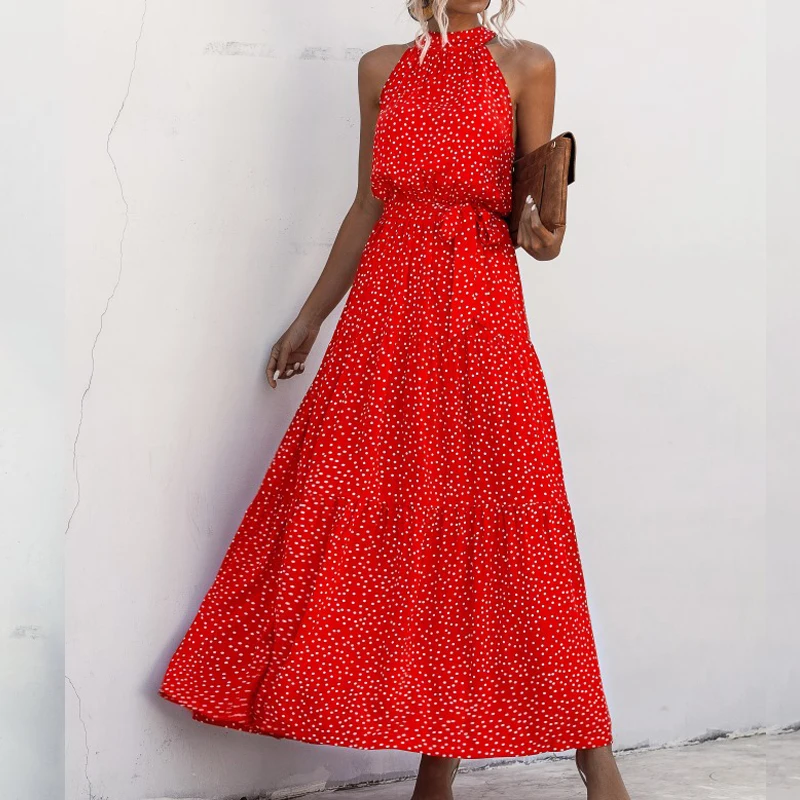 Summer Elegant Sexy beach long Dress Women 2020 Fashion Print Flowers Halter Back Polka-dot strap Ladies dress women vestidos
Summer Elegant Sexy beach long Dress Women 2020 Fashion Print Flowers Halter Back Polka-dot strap Ladies dress women vestidos