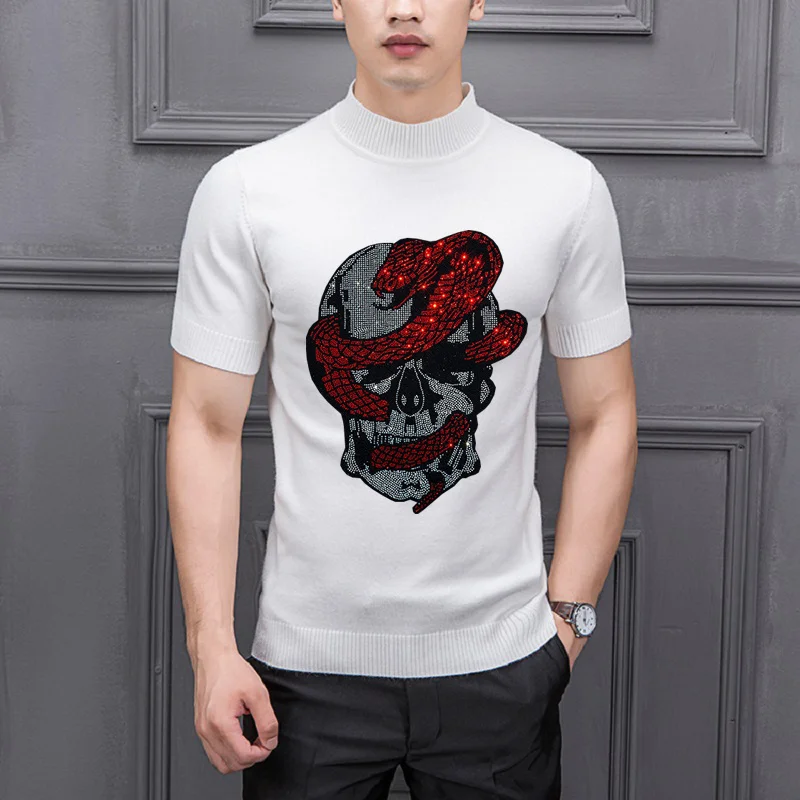 Super HD Shiny Hot Rhinestone Short Sleeve Personality Loose Trend Pullover Slim Luxury Men's T-Shirt Sweater Knitting
Super HD Shiny Hot Rhinestone Short Sleeve Personality Loose Trend Pullover Slim Luxury Men's T-Shirt Sweater Knitting