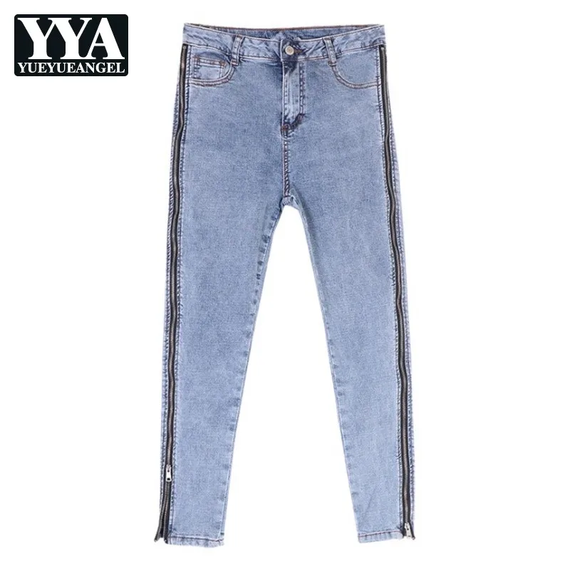 Skinny High Waist Jeans Female Side-Zipper Decoration Ankle Length Pants Office Lady Autumn Winter Cotton Denim Straight Pants
Skinny High Waist Jeans Female Side-Zipper Decoration Ankle Length Pants Office Lady Autumn Winter Cotton Denim Straight Pants