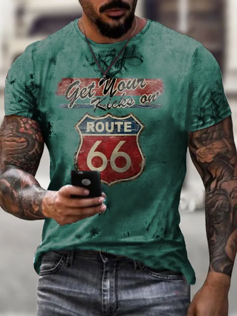 Футболка мужская с надписью Route 66, повседневная спортивная одежда с коротким рукавом, свободная дышащая одежда в стиле шоссе, на лето
Футболка мужская с надписью Route 66, повседневная спортивная одежда с коротким рукавом, свободная дышащая одежда в стиле шоссе, на лето