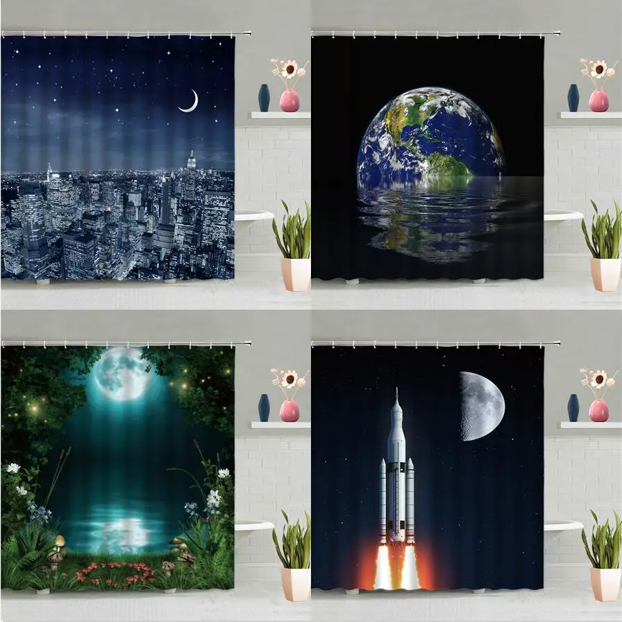 Водонепроницаемая занавеска для душа, декор для ванной комнаты с крючками, звездное небо, земля, луна, ночное видение, космос, ракета
Водонепроницаемая занавеска для душа, декор для ванной комнаты с крючками, звездное небо, земля, луна, ночное видение, космос, ракета