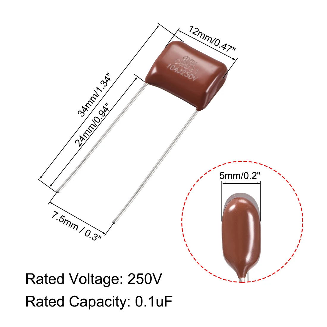 Uxcell CBB21 250V 0,1 10
Uxcell CBB21 250V 0,1 10