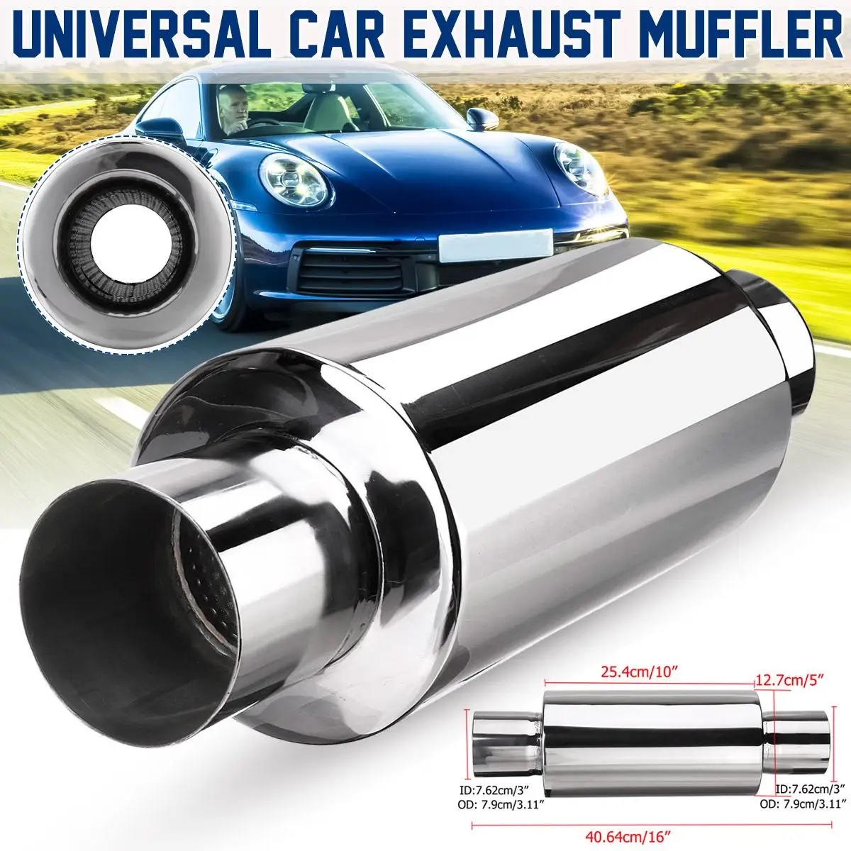 76mm 3inch Stainless Steel Exhaust Muffler Silencer Resonator Car-styling Chrome Muffler Tip Exhaust System Universal
76mm 3inch Stainless Steel Exhaust Muffler Silencer Resonator Car-styling Chrome Muffler Tip Exhaust System Universal