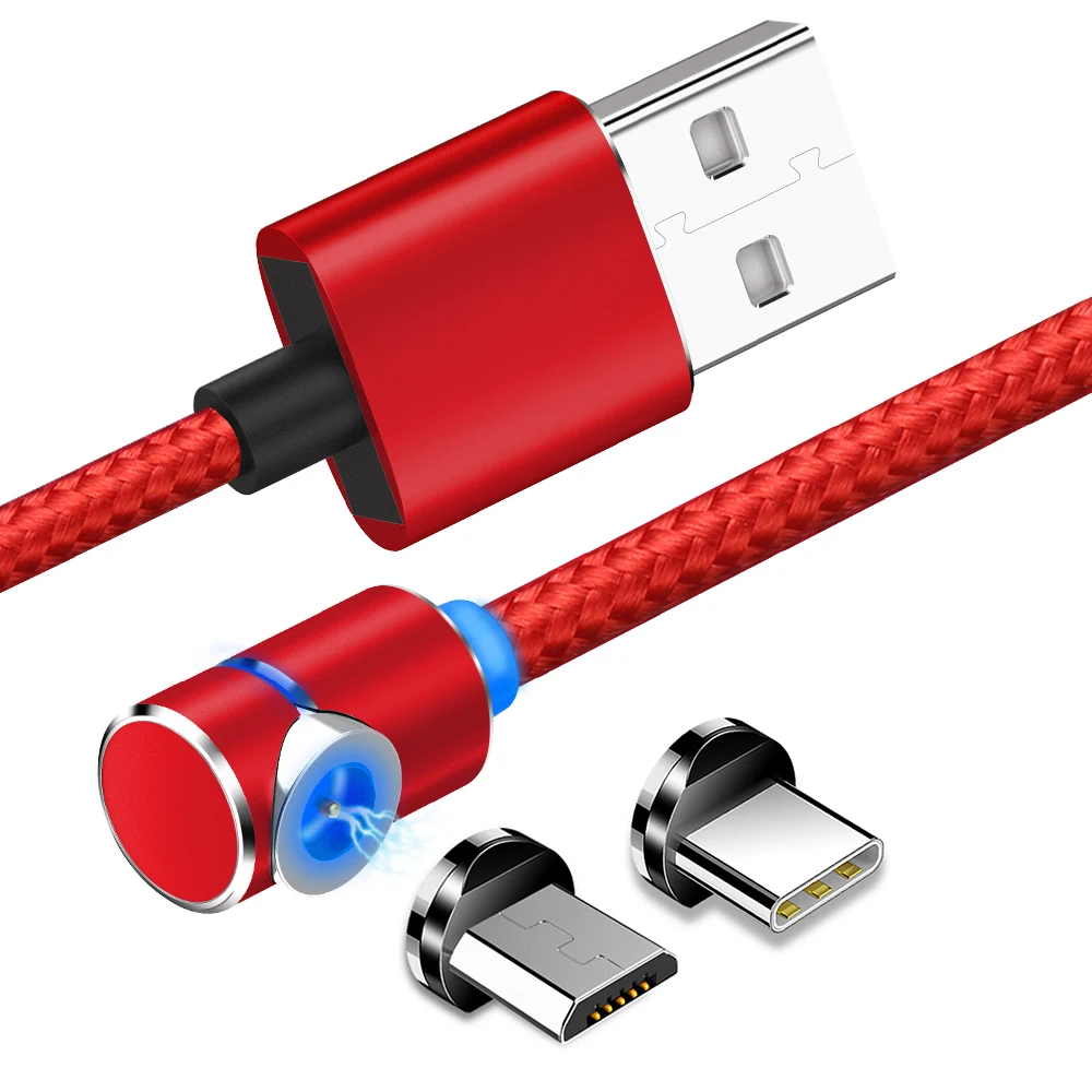 Магнитный зарядный кабель 1 м 2 А провод для быстрой зарядки Micro USB Type C с заглушкой
