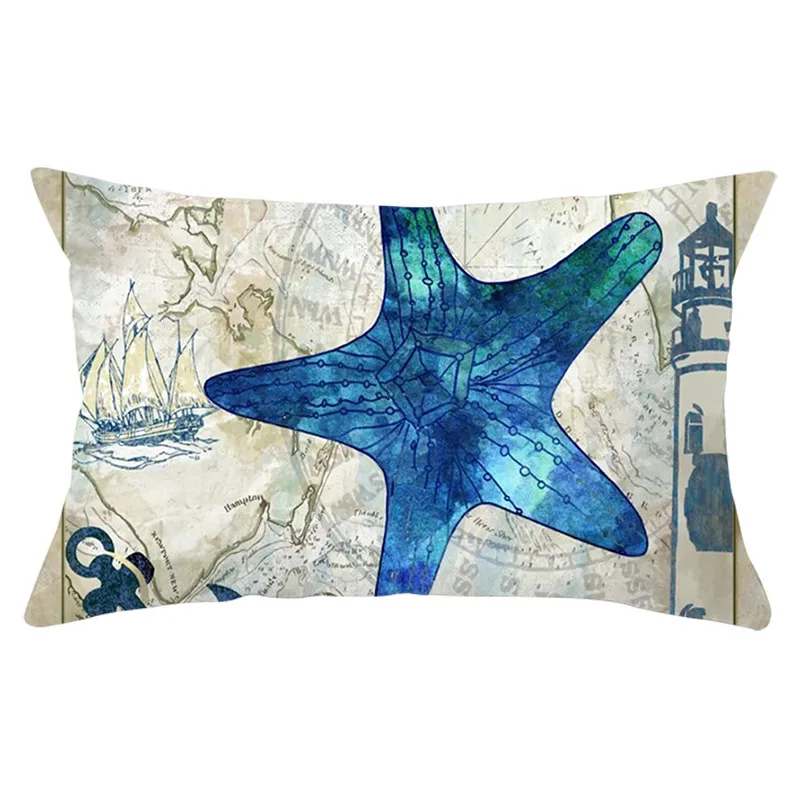 

Mermaid Sea Style Rectangle Cushion Cover Polyester Pillow Covers 30x50cm Turtle Whale Printed Decorative Sofa Cushions Cases