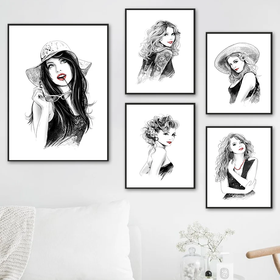 Black White Girl Hat Glasses Flower Vogue Wall Art Canvas Painting Nordic Posters And Prints Wall Pictures For Living Room Decor
Black White Girl Hat Glasses Flower Vogue Wall Art Canvas Painting Nordic Posters And Prints Wall Pictures For Living Room Decor