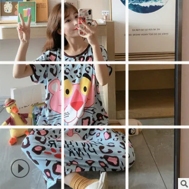 Pajamas Women Summer Nightdress Short-sleeved Ladies Summer Home Service Suit Student Cute Cartoon Sleepwear Print Nightdress
Pajamas Women Summer Nightdress Short-sleeved Ladies Summer Home Service Suit Student Cute Cartoon Sleepwear Print Nightdress