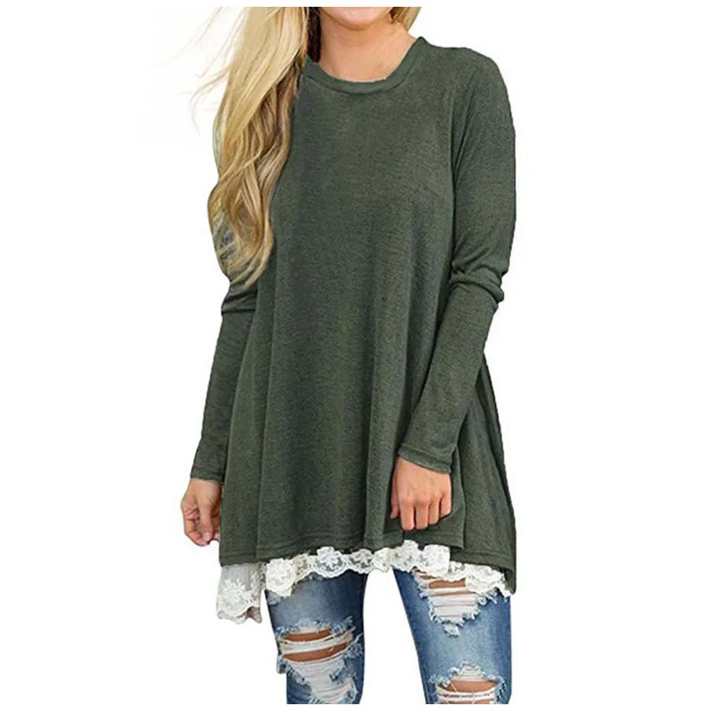 Women Lace Blouse Casual Long Sleeve Tops Tunic O-neck Patchwork Shirts Ladies Loose Tops Plus Size Blusas Femme
Women Lace Blouse Casual Long Sleeve Tops Tunic O-neck Patchwork Shirts Ladies Loose Tops Plus Size Blusas Femme