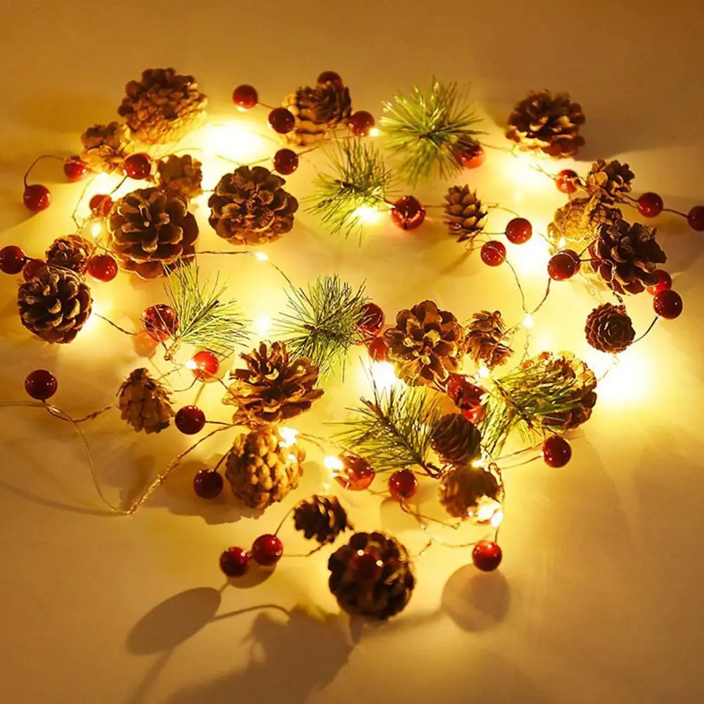 

10/20/30Led String Light Pine Cones Berry Red Fruit LED Light Christmas Decoration Fairy Garland Outdoor Patio Decorate Lamp New