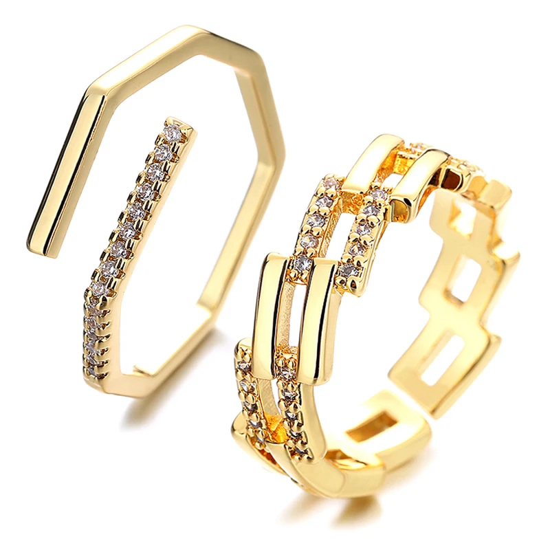 Gold Color Single Row Diamond Open Ring Women Simple Temperament White Zircon Adjustable Ring Wedding Jewelry
Gold Color Single Row Diamond Open Ring Women Simple Temperament White Zircon Adjustable Ring Wedding Jewelry