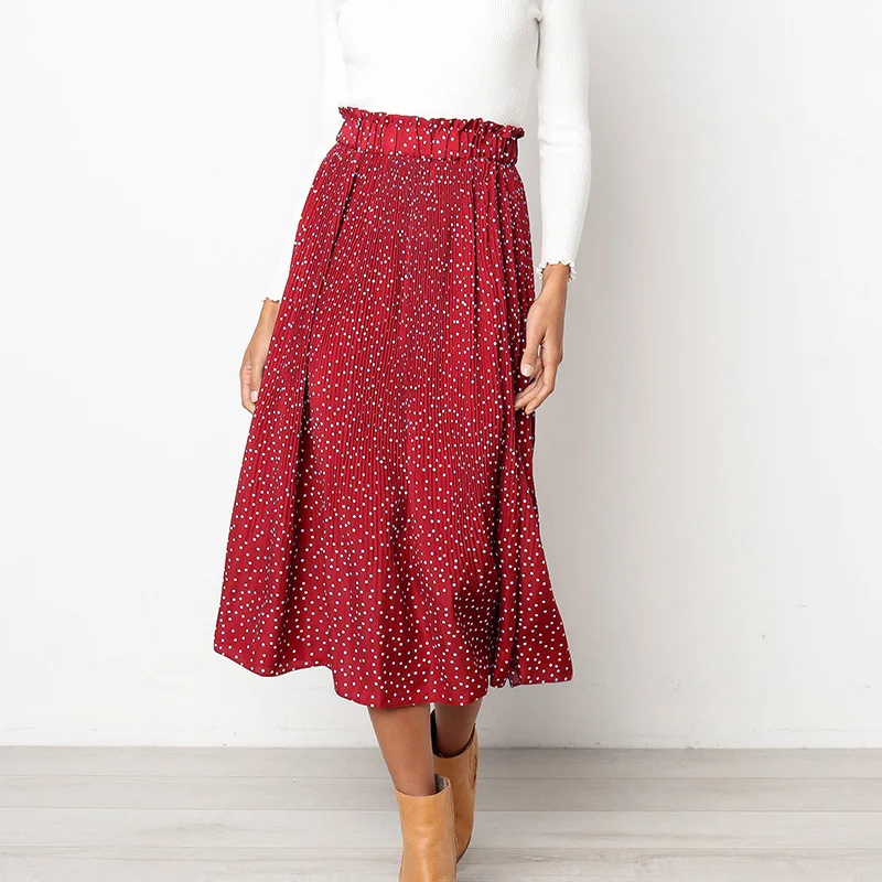 White Dots Floral Print Pleated Midi Skirt Women Elastic High Waist Side Pockets Skirts Summer 2019 Elegant Female Bottom
White Dots Floral Print Pleated Midi Skirt Women Elastic High Waist Side Pockets Skirts Summer 2019 Elegant Female Bottom