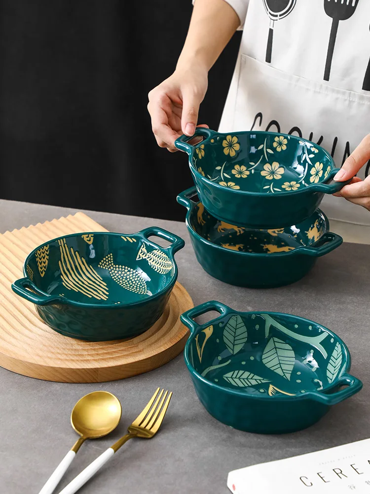 700ml Ceramic Binaural Salad Bowl Household Dinne Bake Pan Nordic Creative Unicorn Cherry Pattern Dinnerware Fruit Soup Plate
700ml Ceramic Binaural Salad Bowl Household Dinne Bake Pan Nordic Creative Unicorn Cherry Pattern Dinnerware Fruit Soup Plate