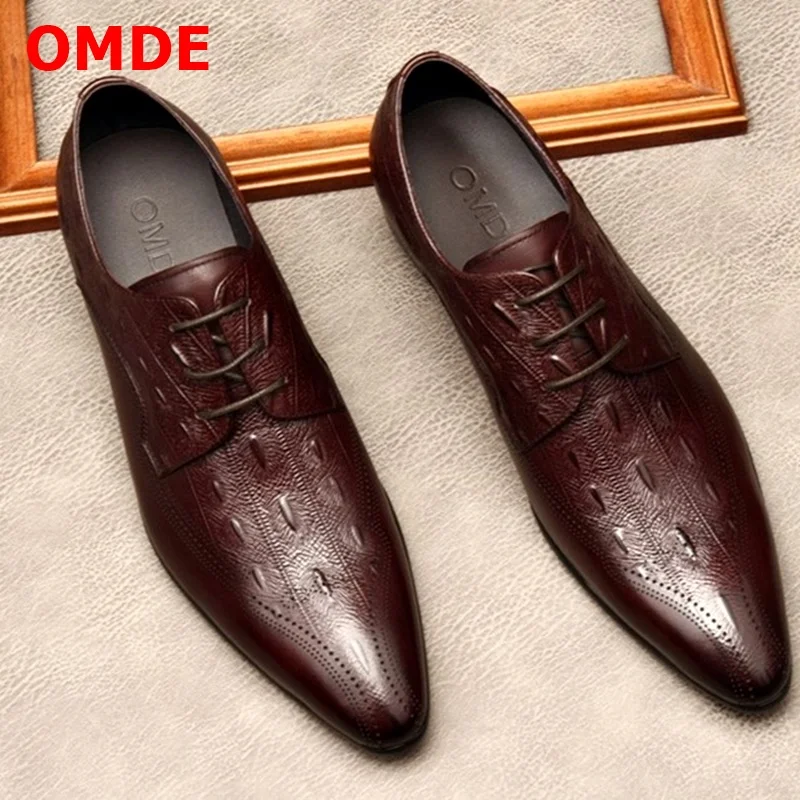 OMDE Ostrich Pattern Embossed Genuine Leather Formal Shoes Men Lace-up Wedding Oxford Shoes Fashion Pointed Toe Dress Shoes
OMDE Ostrich Pattern Embossed Genuine Leather Formal Shoes Men Lace-up Wedding Oxford Shoes Fashion Pointed Toe Dress Shoes