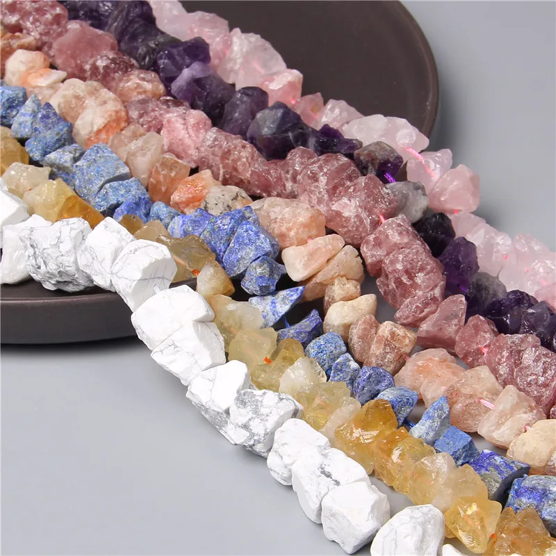 

10-13mm Small Natural Freeform Raw Mineral Stone Beads Rough Quartz Lapis Lazuli Nugget Bead For Jewelry Making Pendant Necklace