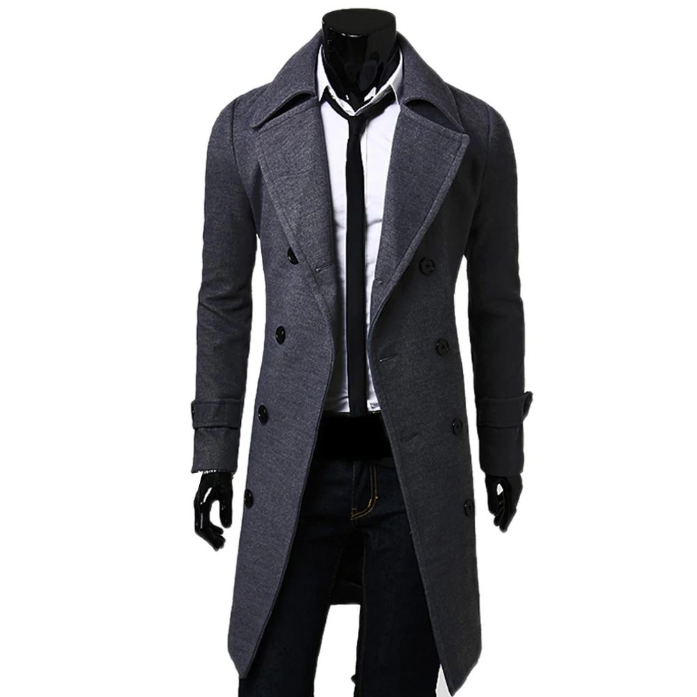 

2021 Fashion Men Wool Blends Mens Jackets Casual Business Trench Coat Mens Leisure Overcoat Male Punk Style Blend Coats Jackets
