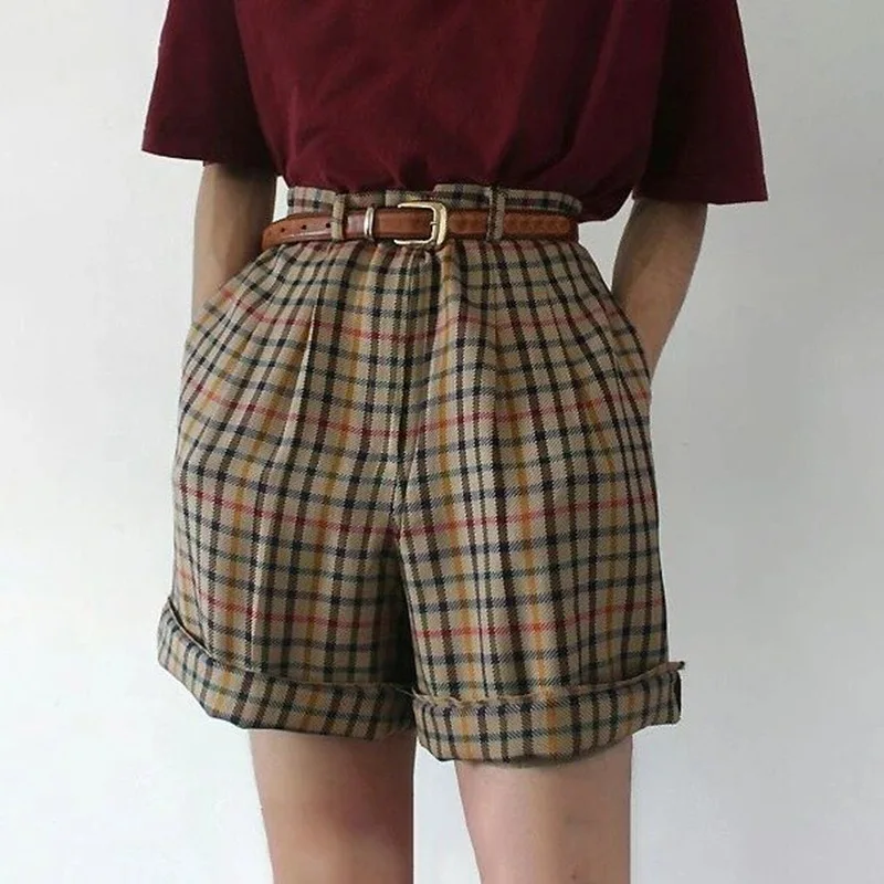Brown Plaid High Waisted Cargo Shorts Women Metal Straight Shorts Femme Summer Casual Punk Streetwear Cortos Mujer
Brown Plaid High Waisted Cargo Shorts Women Metal Straight Shorts Femme Summer Casual Punk Streetwear Cortos Mujer