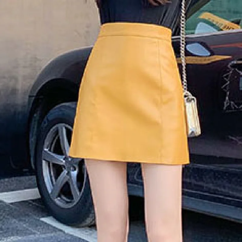 Элегантная классическая тонкая женская винтажная Кожаная Мини-юбка Sungtin Высококачественная Универсальная Женская однотонная мини-юбка из ПУ с высокой талией шикарная 
Элегантная классическая тонкая женская винтажная Кожаная Мини-юбка Sungtin Высококачественная Универсальная Женская однотонная мини-юбка из ПУ с высокой талией шикарная