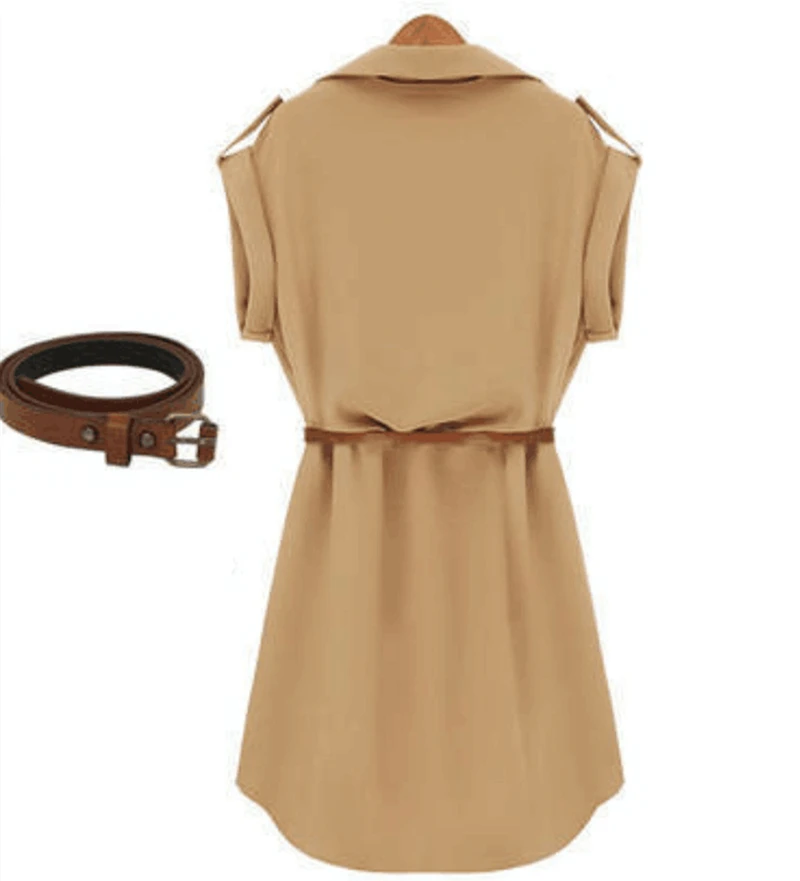 Summer Women Shirt Dress Chiffon Short Sleeve Summer Dress Dress With Belt Turn Down Collar A-Line Party Mini Dress Vestidos
Summer Women Shirt Dress Chiffon Short Sleeve Summer Dress Dress With Belt Turn Down Collar A-Line Party Mini Dress Vestidos