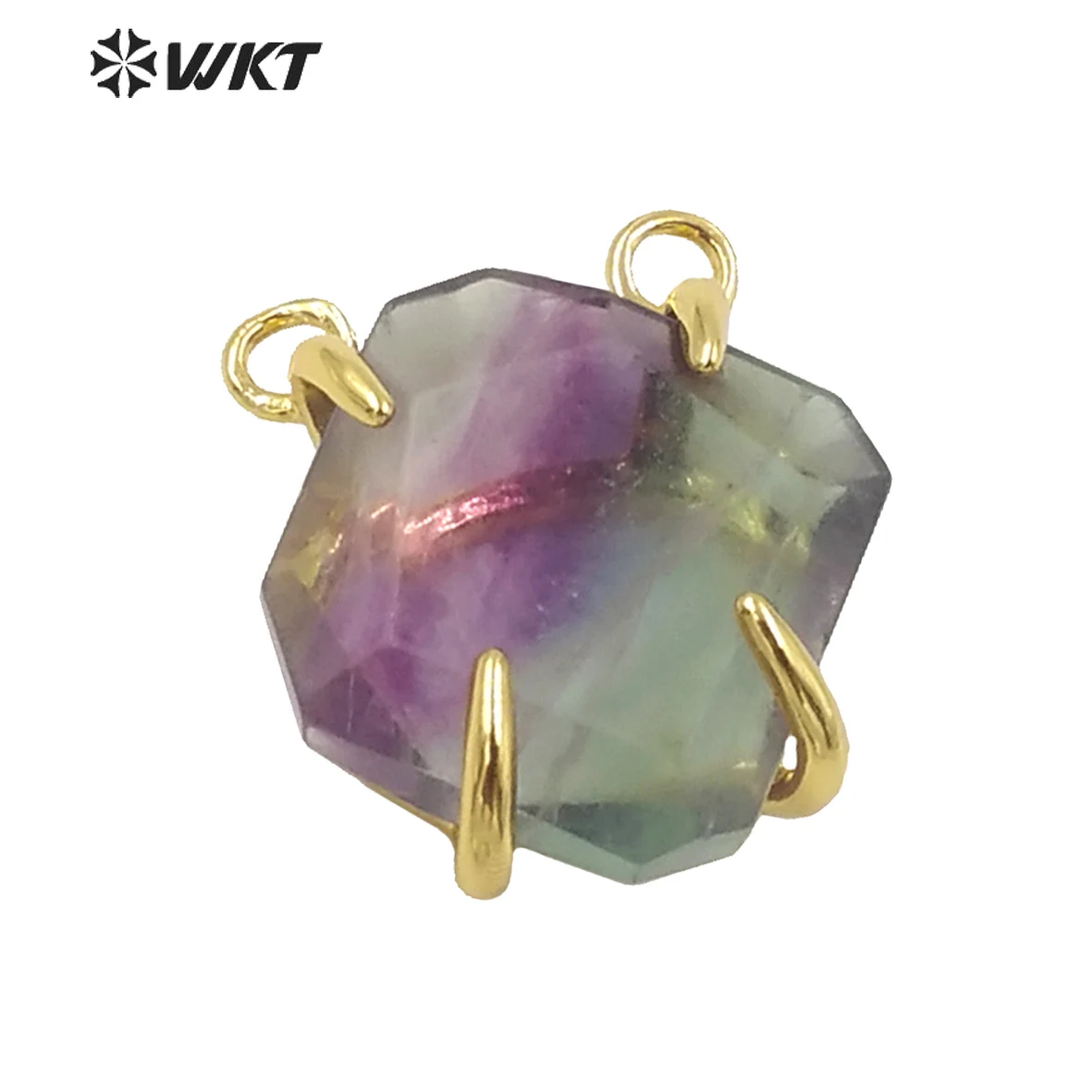 WT-P259 natural raw fluorite pendants with prong setting brass with 24k gold trim stone pendants in natural rainbow color
WT-P259 natural raw fluorite pendants with prong setting brass with 24k gold trim stone pendants in natural rainbow color