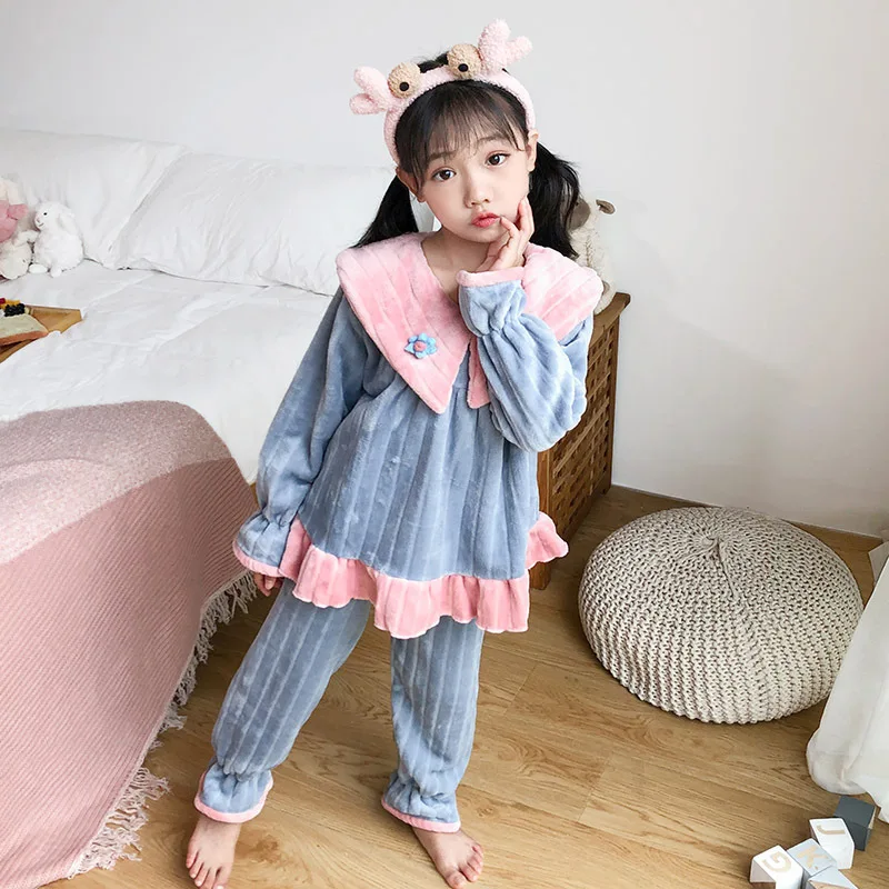 Children Ruffles Patchwork Pajama Set Long Sleeve Tops Full Length Pants Slim Gentle Sleepwear Cozy Fashion Lounge Girl Popular
Children Ruffles Patchwork Pajama Set Long Sleeve Tops Full Length Pants Slim Gentle Sleepwear Cozy Fashion Lounge Girl Popular