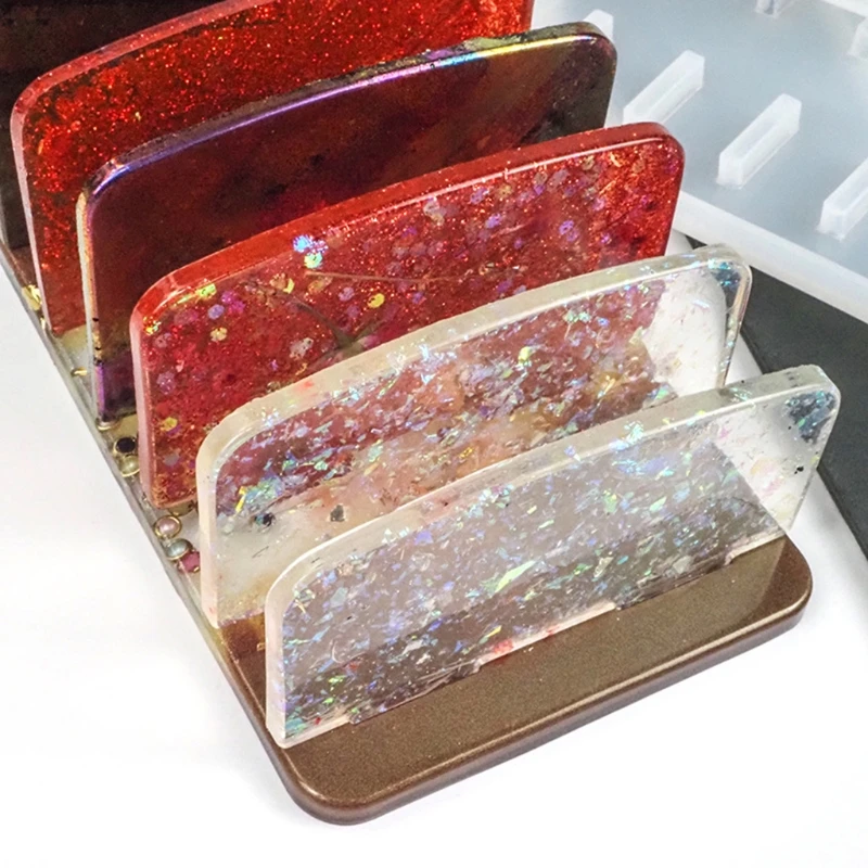X7AF Crystal Epoxy Resin Mold Cosmetic Eyeshadow Tray Storage Rack Silicone Mould