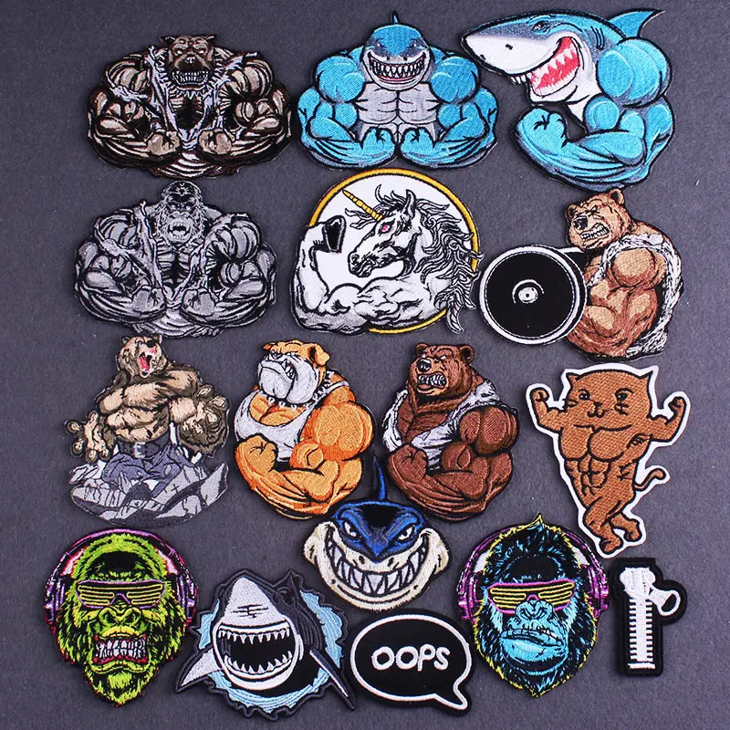 Gym Animal Bear Cat Shark Patch Embroidered Patches On Clothes Hippie Orangutan Iron on Patches for Clothes Punk Clothes Stripes
Gym Animal Bear Cat Shark Patch Embroidered Patches On Clothes Hippie Orangutan Iron on Patches for Clothes Punk Clothes Stripes