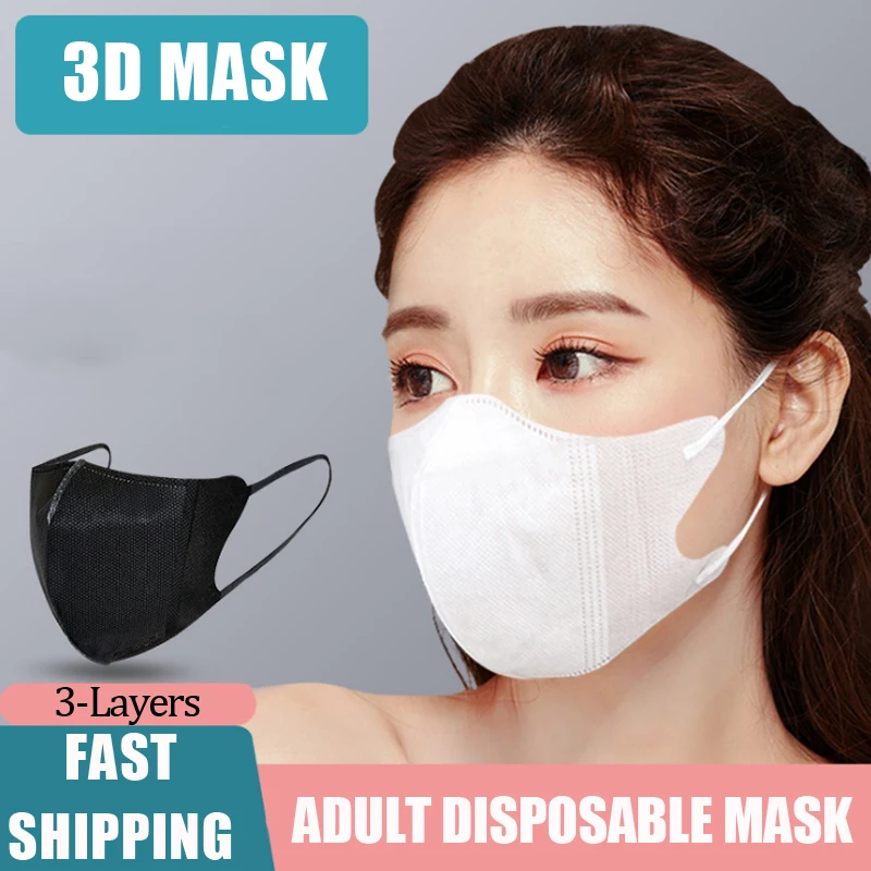 3D Disposable Face Mask 3-layer Protective Face Mouth Masks For Adult Black White 3d Mask Breathable Thin In Summer Anti-dust
3D Disposable Face Mask 3-layer Protective Face Mouth Masks For Adult Black White 3d Mask Breathable Thin In Summer Anti-dust