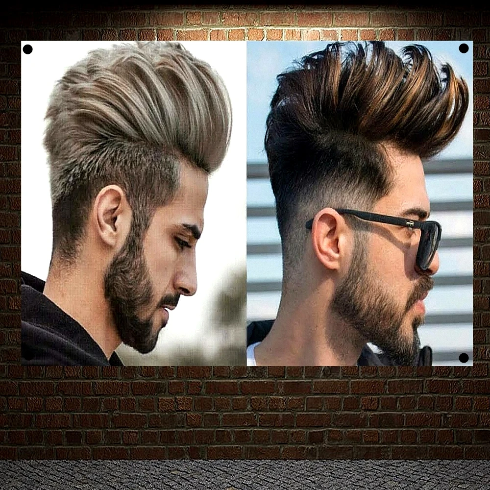 

Men's popular hairstyle Beard Barber Shop Poster Signboard Tapestry Banner Flag Wall Art Wall Sticker Background Hanging Cloth D