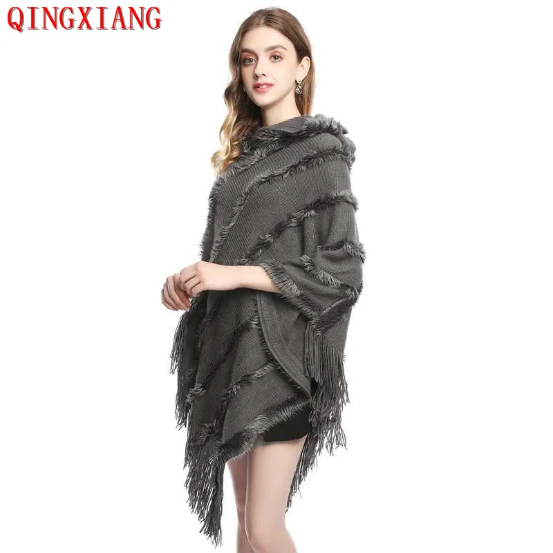 2020 Batwing Sleeve Knitted Long Pullovers With Hat Lady Knitted Fur Striped Poncho Plus Size Winter Fashion Tassel Sweater
2020 Batwing Sleeve Knitted Long Pullovers With Hat Lady Knitted Fur Striped Poncho Plus Size Winter Fashion Tassel Sweater