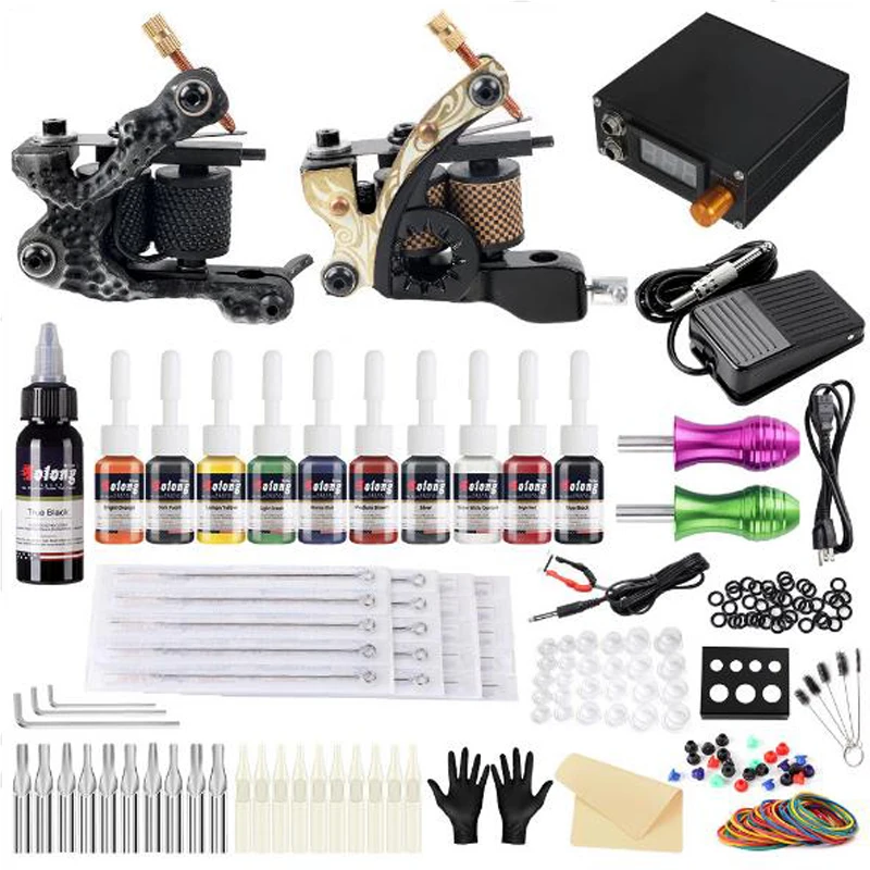 Complete Professional Tattoo Machine Kit Sets 2 Machines liner shader tattoo machine kit set Power Supply Needles Grip Tip Set
Complete Professional Tattoo Machine Kit Sets 2 Machines liner shader tattoo machine kit set Power Supply Needles Grip Tip Set
