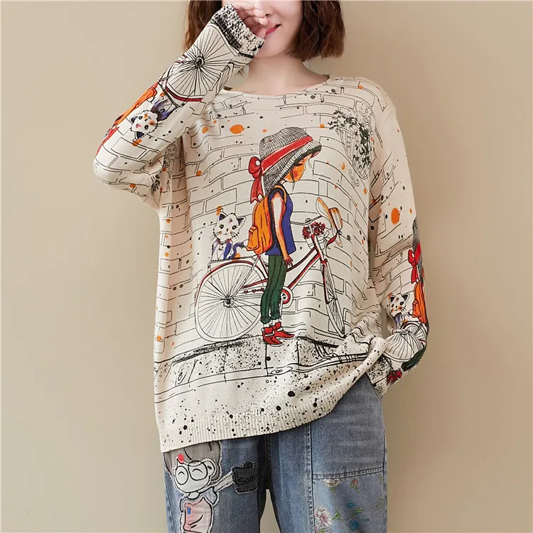 Autumn Spring 2021 New Loose Large Women's Tees Cartoon Printed Sweater Long Sleeve Crew Neck retro vintage Tops
Autumn Spring 2021 New Loose Large Women's Tees Cartoon Printed Sweater Long Sleeve Crew Neck retro vintage Tops