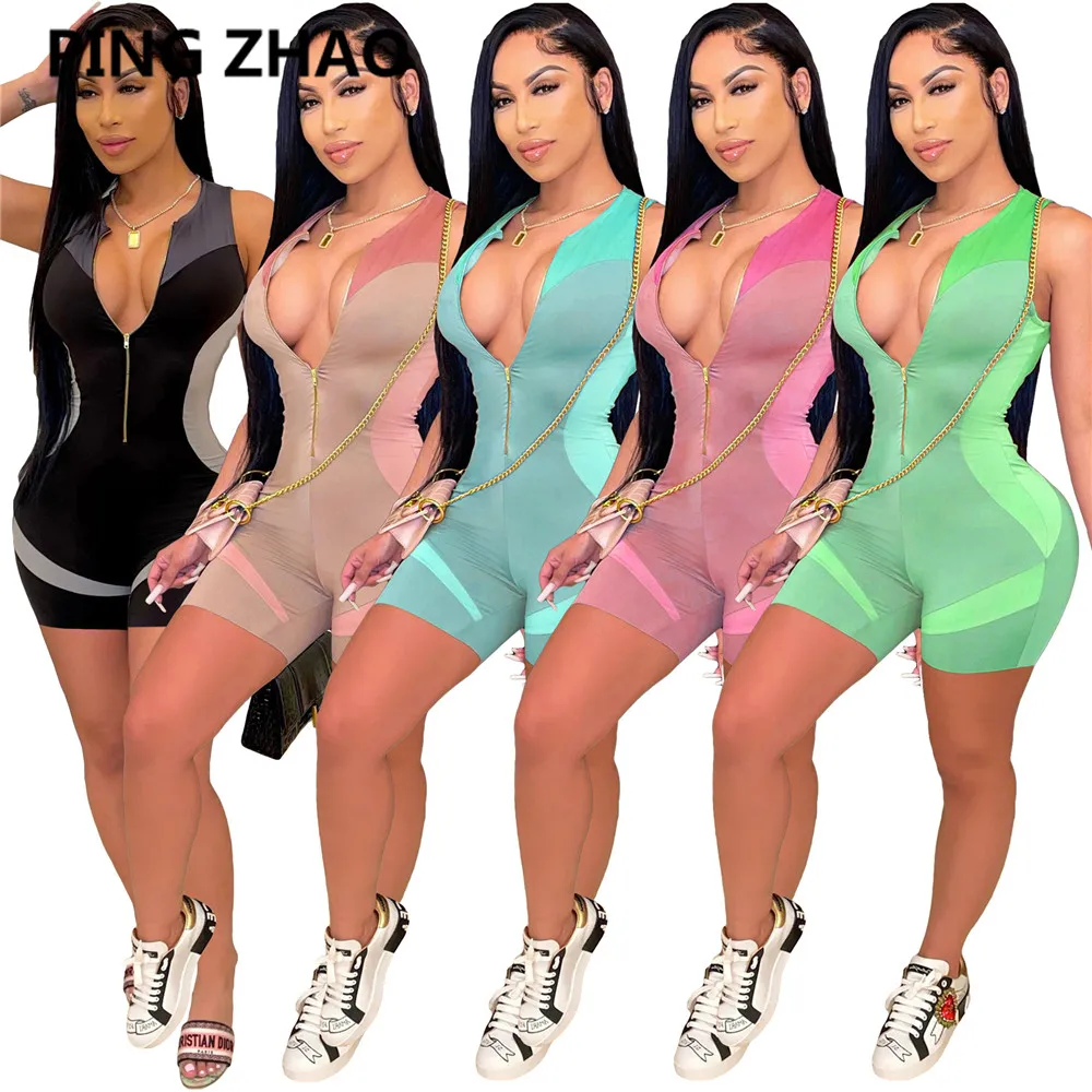 PING ZHAO Patchwork Playsuit Bodycon Rompers for Women Sleeveless Short Zipper Up Jumpsuit Moto Biker Summer
PING ZHAO Patchwork Playsuit Bodycon Rompers for Women Sleeveless Short Zipper Up Jumpsuit Moto Biker Summer