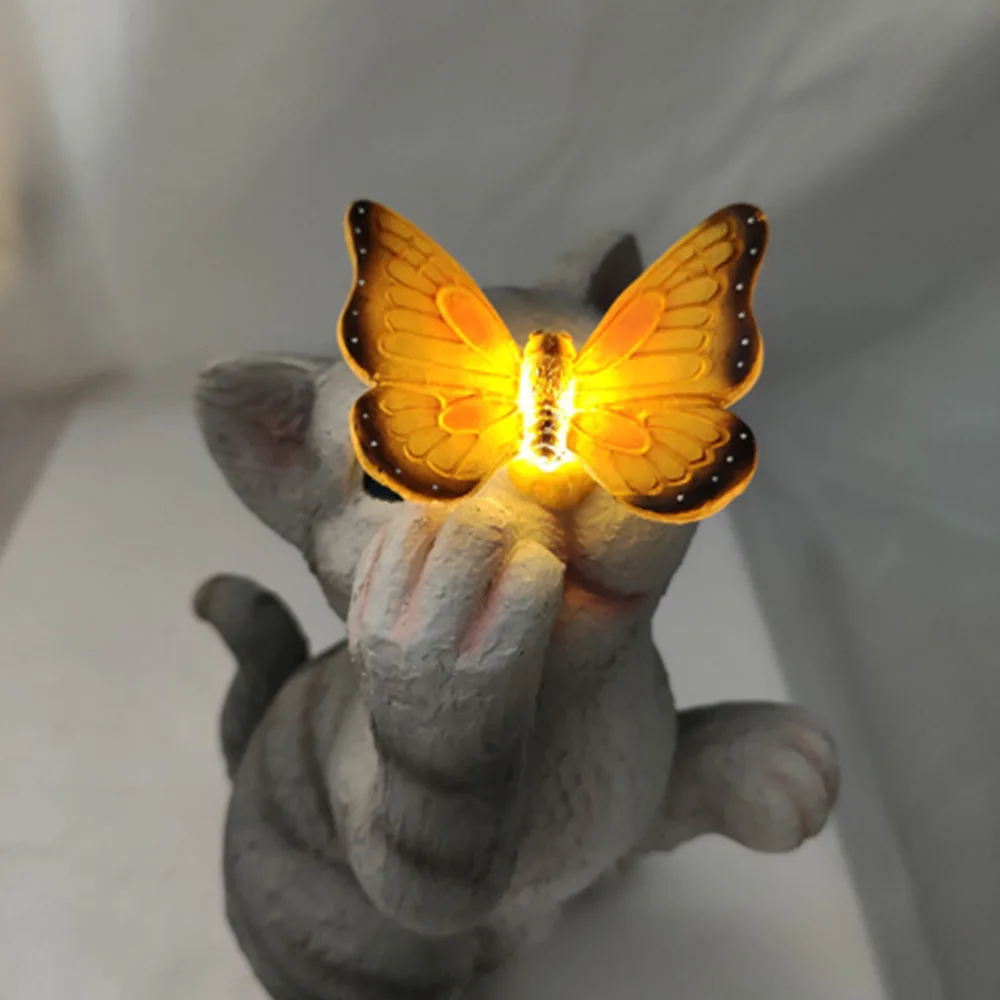 Solar LED Lights Cute Cat and Butterfly FigurineResin Ornament Garden Lamp Ornament for Patio Lawn Art Decoration
Solar LED Lights Cute Cat and Butterfly FigurineResin Ornament Garden Lamp Ornament for Patio Lawn Art Decoration