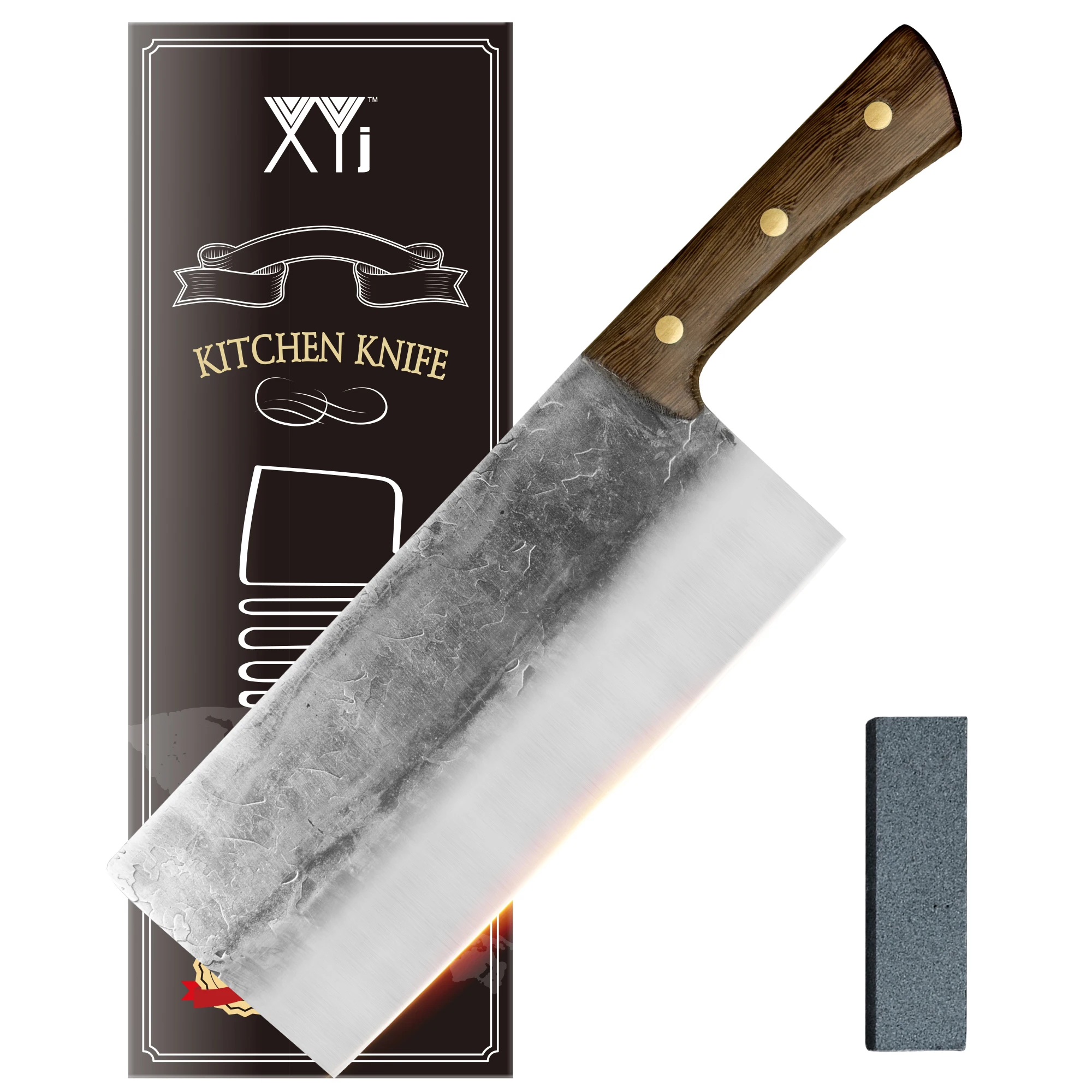 XYJ 8 Inch Forged Chopping Knife With Whetstone Full Tang Solid Wood Handle Durable High Hardness 5cr15 Stainless Steel Cleaver
XYJ 8 Inch Forged Chopping Knife With Whetstone Full Tang Solid Wood Handle Durable High Hardness 5cr15 Stainless Steel Cleaver