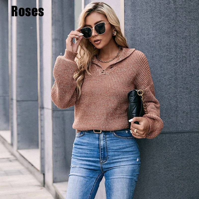 2021 Polo Collar Sweater Women Drop Shuolder Jumper Short Knit Pullover for Ladies Female Autumn Winter Clothing Dropshipping
2021 Polo Collar Sweater Women Drop Shuolder Jumper Short Knit Pullover for Ladies Female Autumn Winter Clothing Dropshipping