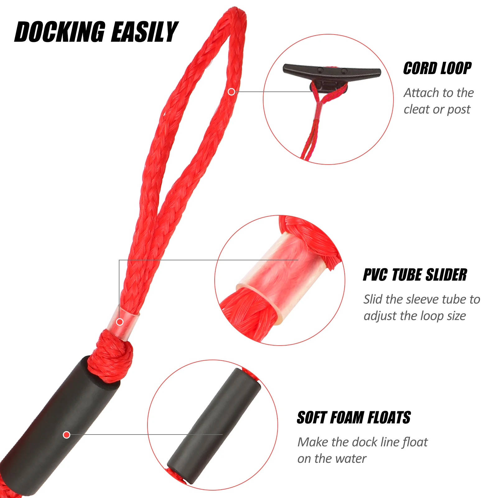 Bungee Boat Dock Line 5ft Stretched Length PP Docking Lines Mooring Rope Boat Accessories for Boat Kayak Canoe
Bungee Boat Dock Line 5ft Stretched Length PP Docking Lines Mooring Rope Boat Accessories for Boat Kayak Canoe